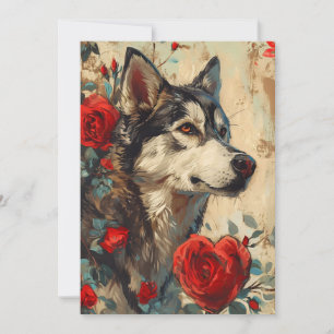Husky Vintage Valentinstag  Feiertagskarte