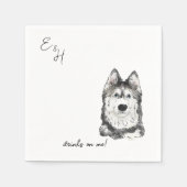 Husky Wassercolor Wedding Cocktail Napkins Serviette (Vorderseite)