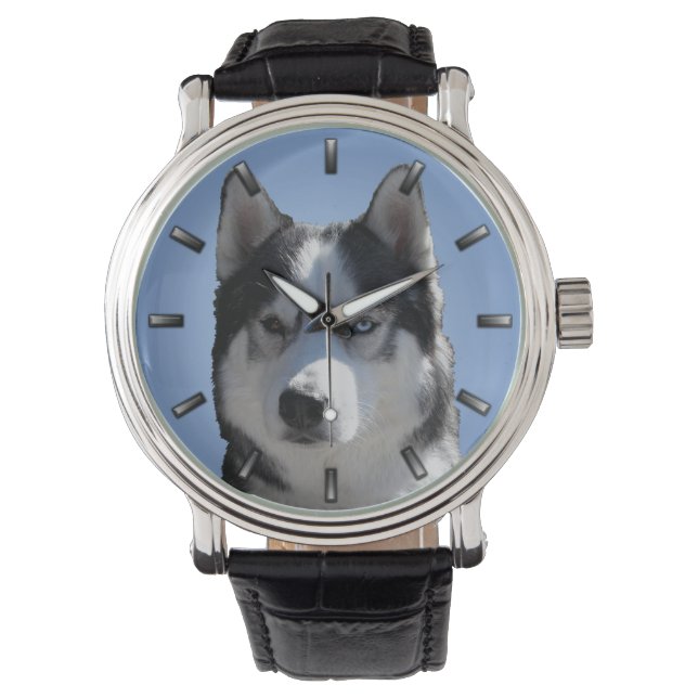 Husky Watch Siberian Husky Malamute Wrist Watch Armbanduhr (Vorderseite)