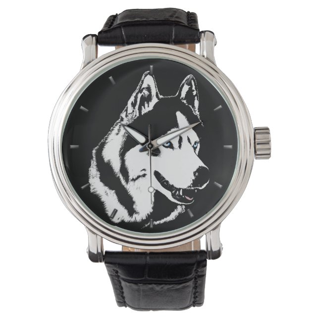 Husky Watch Siberian Husky Malamute Wrist Watch Armbanduhr (Vorderseite)