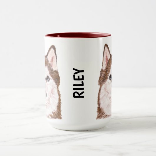 Husky Watercolor - personalisierte Umarmung Tasse (Zentrum)