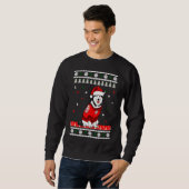 Husky Wearing Weihnachtsmannmütze Tree Sweatshirt (Vorne ganz)