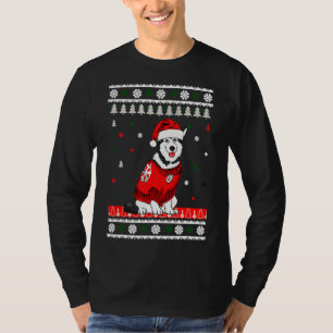 Husky Wearing Weihnachtsmannmütze Tree T-Shirt