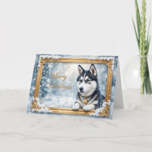 Husky-Weihnachten-Winter-Hund-Schneebild Feiertagskarte