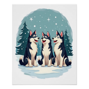 Husky-Weihnachts-Chor Poster