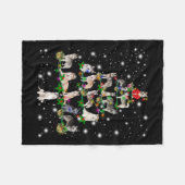 Husky Weihnachtsbaum mit leuchtendem Licht bedeckt Fleecedecke (Vorderseite (Horizontal))