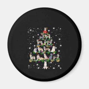 Husky Weihnachtsbaum mit leuchtendem Licht bedeckt Magnet