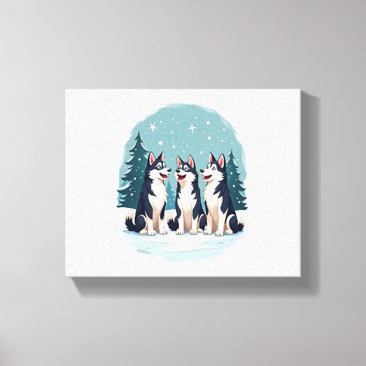 Husky Weihnachtschor Leinwanddruck (Vorderseite)
