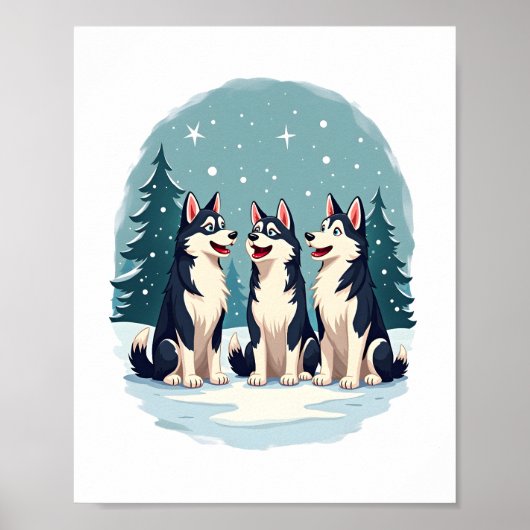 Husky Weihnachtschor Poster (Vorne)