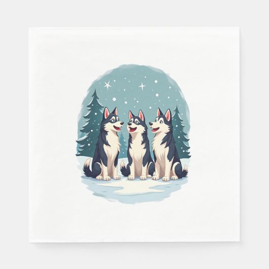 Husky Weihnachtschor Serviette (Vorderseite)