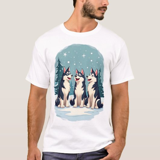 Husky-Weihnachtschor T-Shirt (Vorderseite)
