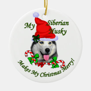 Husky-Weihnachtsgeschenk-Verzierung Keramikornament