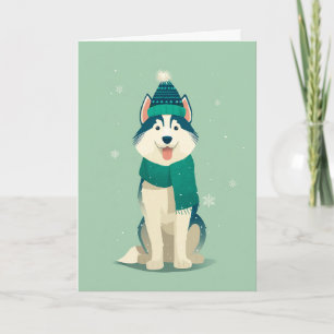 Husky-Weihnachtsgruß Karte