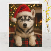 Husky-Weihnachtskarte Karte (Gelbe Blume)