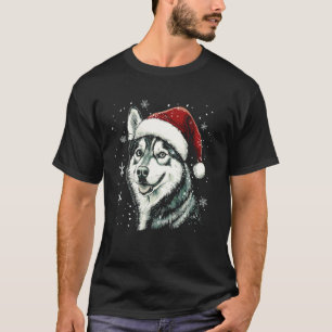 Husky-Weihnachtsmannmütze Lustiger Süßer Hund Mama T-Shirt