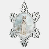 Husky Weihnachtsschmuck Schneeflocken Zinn-Ornament (Rechts)