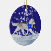 Husky-Weihnachtsverzierung Keramik Ornament (Rechts)