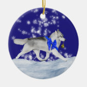 Husky-Weihnachtsverzierung Keramik Ornament (Vorne)
