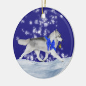 Husky-Weihnachtsverzierung Keramik Ornament (Links)