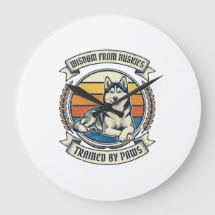 Husky-Weisheits-Shirt Vintage-Gravur Hunde-Liebhab Große Wanduhr