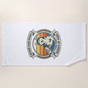 Husky-Weisheits-Shirt Vintage-Gravur Hunde-Liebhab Strandtuch
