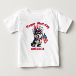 Husky-Welpe (2a) Patriotisches Kinder-T-Shirt Baby T-shirt