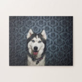 Husky Welpe Pop mit dunklem Background Puzzle (Horizontal)