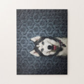 Husky Welpe Pop mit dunklem Background Puzzle (Vertikal)
