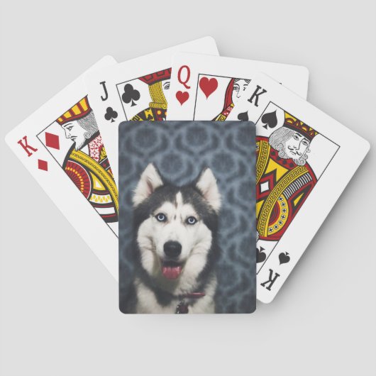 Husky Welpe Pop mit dunklem Background Spielkarten (Rückseite)