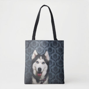 Husky Welpe Pop mit dunklem Background Tasche