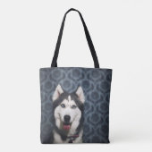 Husky Welpe Pop mit dunklem Background Tasche (Rückseite)