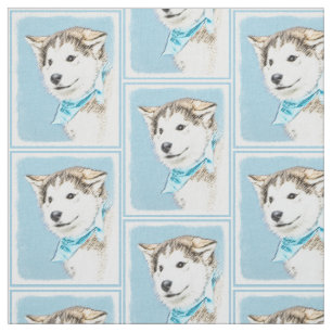 Husky-Welpen-Malerei - ursprüngliche Hundekunst Stoff