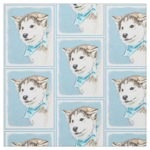 Husky-Welpen-Malerei - ursprüngliche Hundekunst Stoff