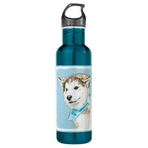 Husky-Welpen-Malerei - ursprüngliche Hundekunst Trinkflasche
