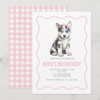 Husky-Welpen-Preppy-Karotten-Geburtstagseinladung