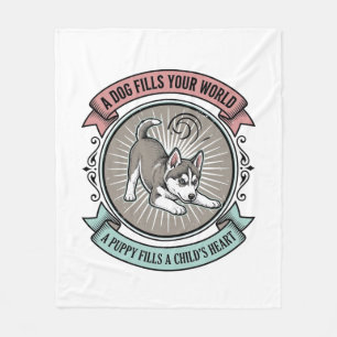 Husky-Welpen-Shirt Vintage-Gravur Kinder bester Fr Fleecedecke