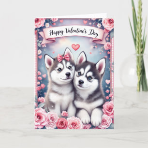 Husky-Welpen Valentinstag-Grußkarte Karte