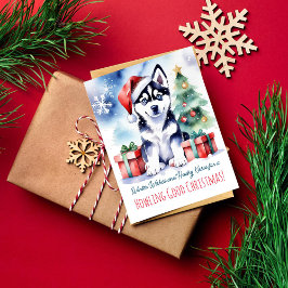 Husky Welpen Weihnachtsgrüße Hunde Menschen Postkarte