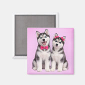 Husky-Welpenliebe-Valentinsmagnet Magnet (Vorderseite/Rückseite)