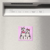 Husky-Welpenliebe-Valentinsmagnet Magnet (In Situ (Geschirrspüler))
