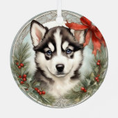 Husky Welppy First Christmas Metal Ornament (Rückseite)