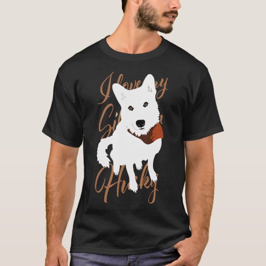 Husky White Brown Eyes Snow Dog T-Shirt (Vorderseite)