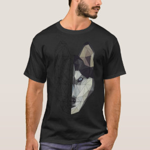 Husky Wolf Dog Welpe Animal Low Poly Geometric T-Shirt