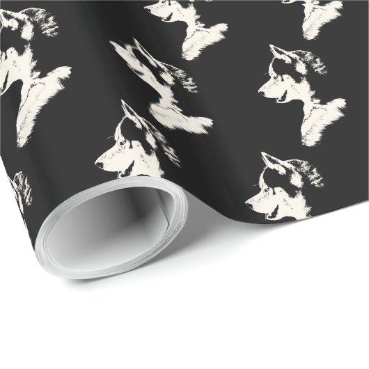 Husky Wrapping Paper Husky Puppy Doppy Paper Geschenkpapier (Rolleneckpunkt)