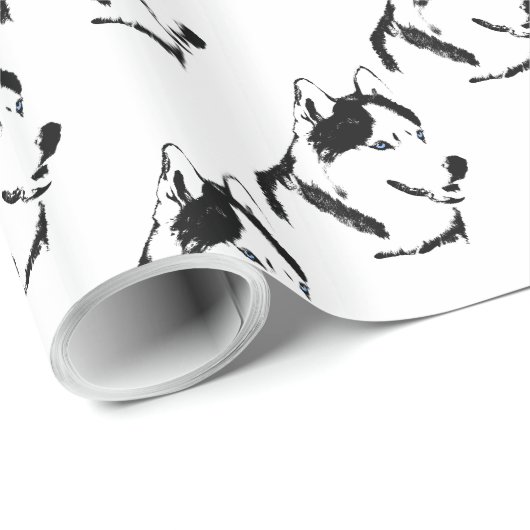 Husky Wrapping Paper Husky Schlittenhunde Papier Geschenkpapier (Rolleneckpunkt)