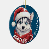 Huskys erste Weihnachten Keramik Ornament (Rechts)