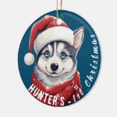 Huskys erste Weihnachten Keramik Ornament (Links)
