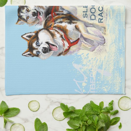 Huskyschlittenhunde Geschirrtuch (Gefaltet)