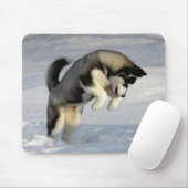 Huskywelpe, der im Schnee spielt Mousepad (Mit Mouse)