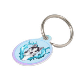 Huskywelpe mit Herz hellblau Rüde Haustiermarke